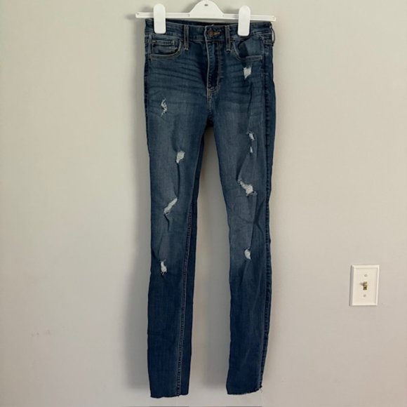 Hollister Women's High-Rise Super Skinny Distressed Jeans Size 0 Long - Picture 1 of 3